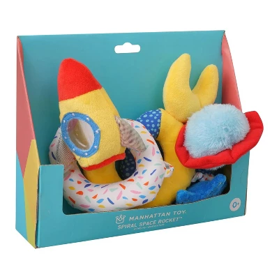 Manhattan Toy Space Themed Rocket Soft Baby Travel Spiral With Baby-safe Mirror, Elastic Pull Cord And Rattle Chime 5 Manhattan Toy Space Themed Rocket Soft Baby Travel Spiral With Baby-safe Mirror, Elastic Pull Cord And Rattle Chime - Image 3