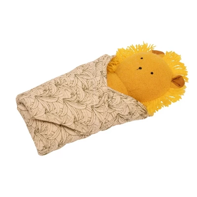 Manhattan Toy Embroidered Plush Lion Baby Rattle + Soft Cotton Burp Cloth, 16 X 16 Inches 6 Manhattan Toy Embroidered Plush Lion Baby Rattle + Soft Cotton Burp Cloth, 16 X 16 Inches - Image 4