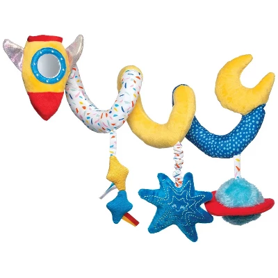 Manhattan Toy Space Themed Rocket Soft Baby Travel Spiral With Baby-safe Mirror, Elastic Pull Cord And Rattle Chime 4 Manhattan Toy Space Themed Rocket Soft Baby Travel Spiral With Baby-safe Mirror, Elastic Pull Cord And Rattle Chime - Image 2