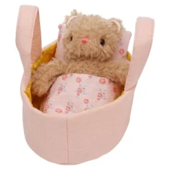 Manhattan Toy Moppettes Bea Bear Stuffed Animal Nurturing Playset With Bear Plush Toy, Fabric Bassinet, Blanket & Pillow