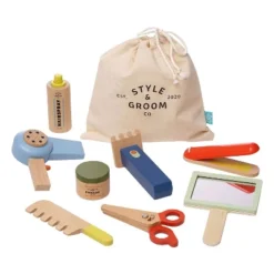 Manhattan Toy Style & Groom 9 Piece Wooden Toddler & Kids Pretend Play Hair Styling & Grooming Kit