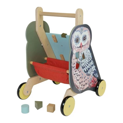 Manhattan Toy Wildwoods Owl Wooden Push Cart With Shape Sorter And Basket, Serrated Oval, Spinners, Bead Run And More 5 Manhattan Toy Wildwoods Owl Wooden Push Cart With Shape Sorter And Basket, Serrated Oval, Spinners, Bead Run And More - Image 3