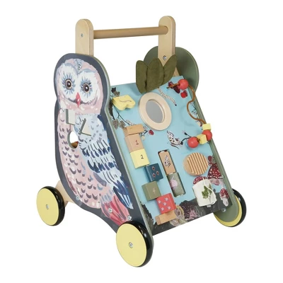 Manhattan Toy Wildwoods Owl Wooden Push Cart With Shape Sorter And Basket, Serrated Oval, Spinners, Bead Run And More 7 Manhattan Toy Wildwoods Owl Wooden Push Cart With Shape Sorter And Basket, Serrated Oval, Spinners, Bead Run And More - Image 5